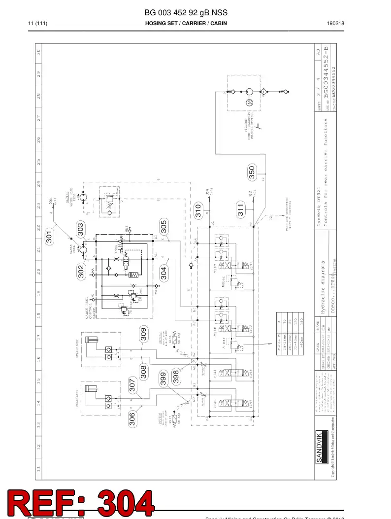 59043363a 590 433 63a Hose Assembly, Hydraulic - Sandvik Technical Drawing