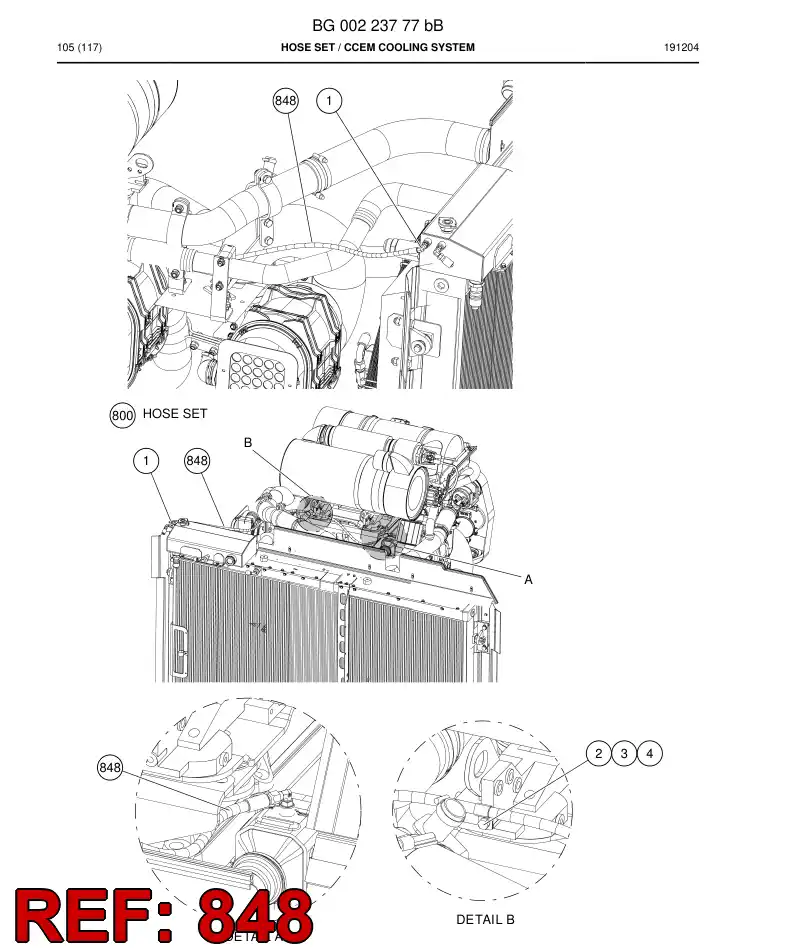 59043485a 590 434 85a Hose Assembly, Hydraulic - Sandvik Technical Drawing