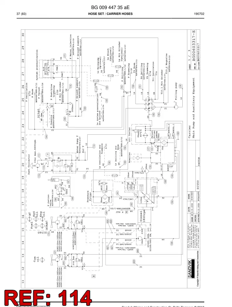 59043531a 590 435 31a Hose Assembly, Hydraulic - Sandvik Technical Drawing