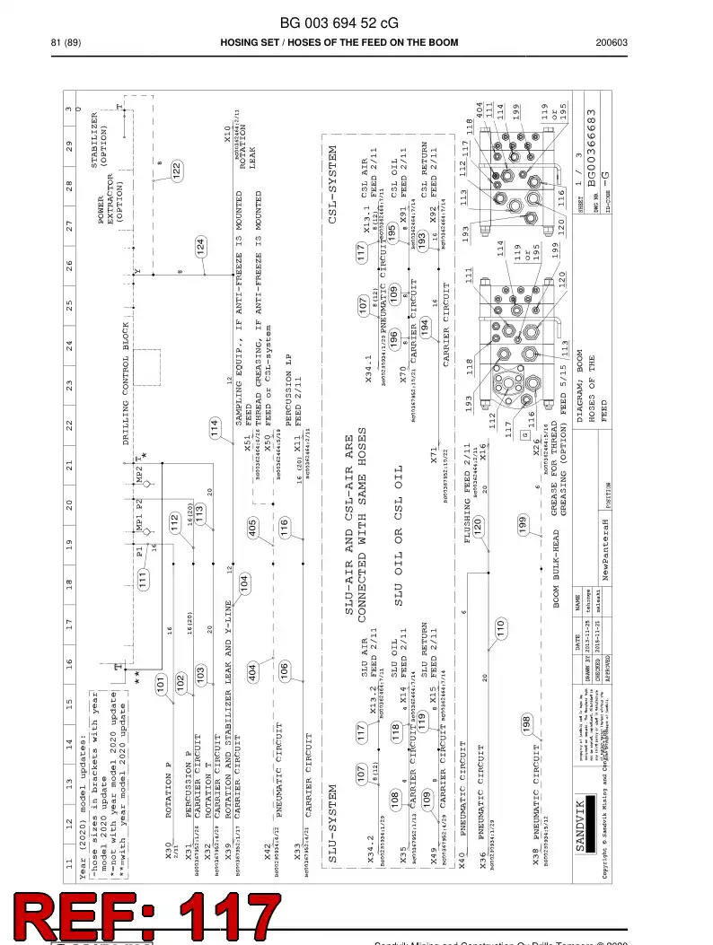 59043575d 590 435 75d Hose Assembly, Hydraulic - Sandvik Technical Drawing