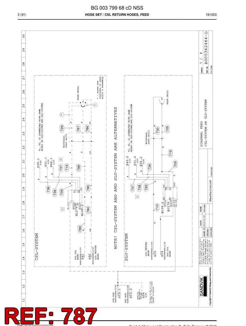 59043627d 590 436 27d Hose Assembly, Hydraulic - Sandvik Technical Drawing