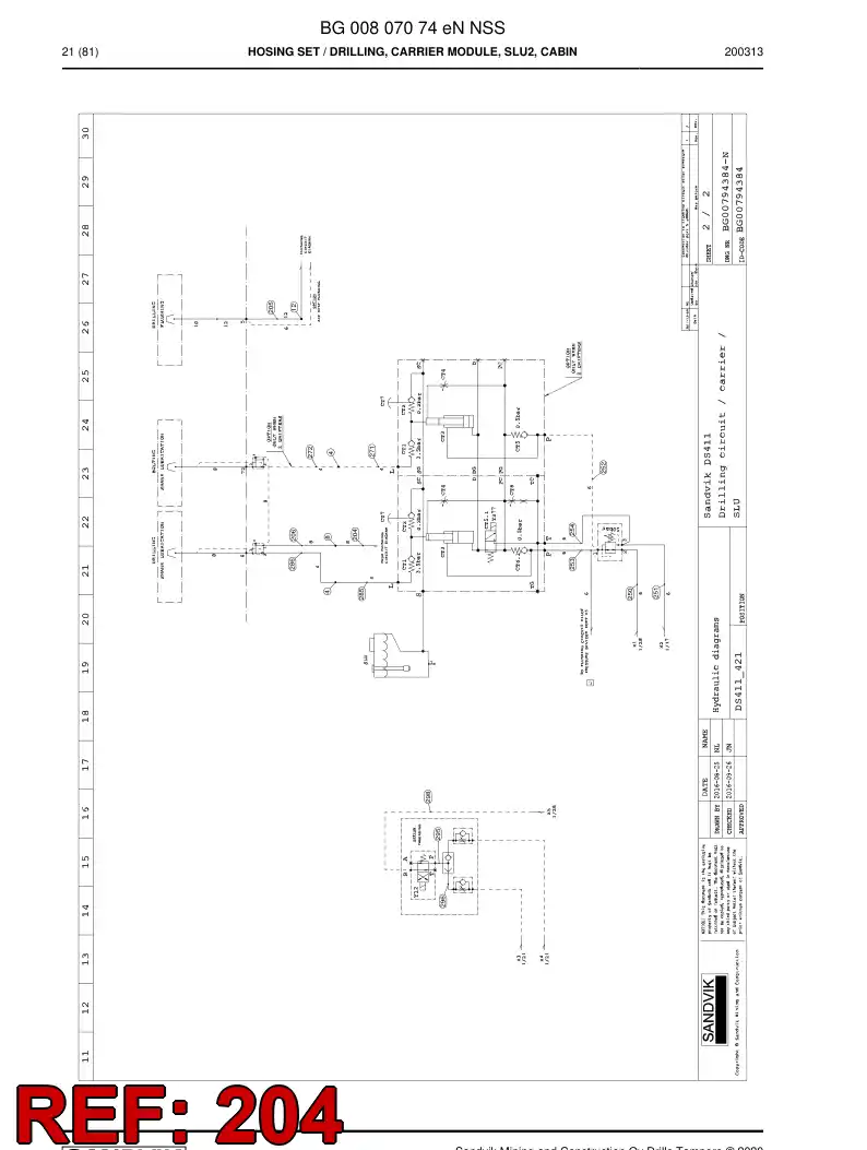 59043689d 590 436 89d Hose Assembly, Hydraulic - Sandvik Technical Drawing