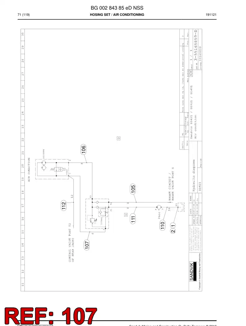 59043735c 590 437 35c Hose Assembly, Hydraulic - Sandvik Technical Drawing