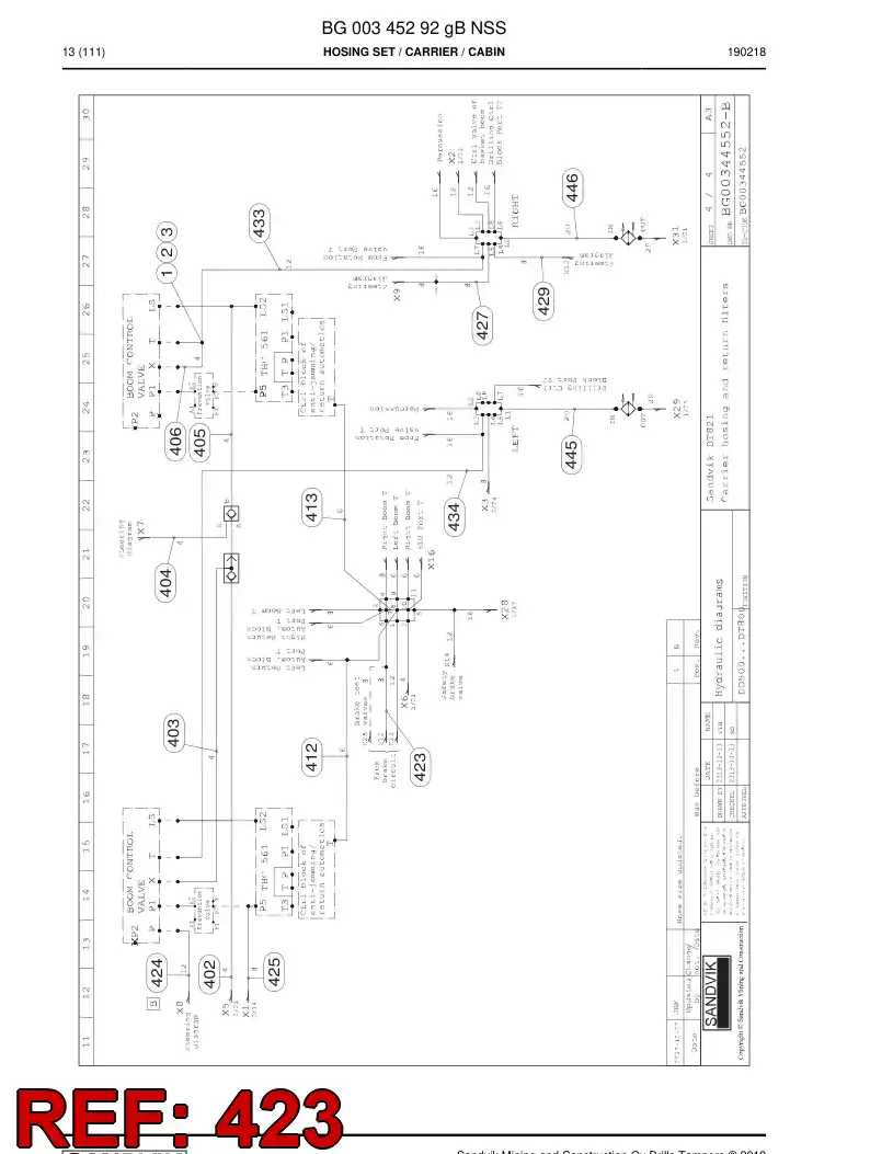 59043751d 590 437 51d Hose Assembly, Hydraulic - Sandvik Technical Drawing