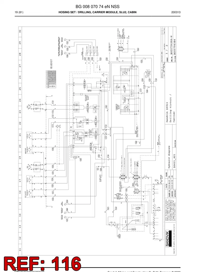 59043775c 590 437 75c Hose Assembly, Hydraulic - Sandvik Technical Drawing