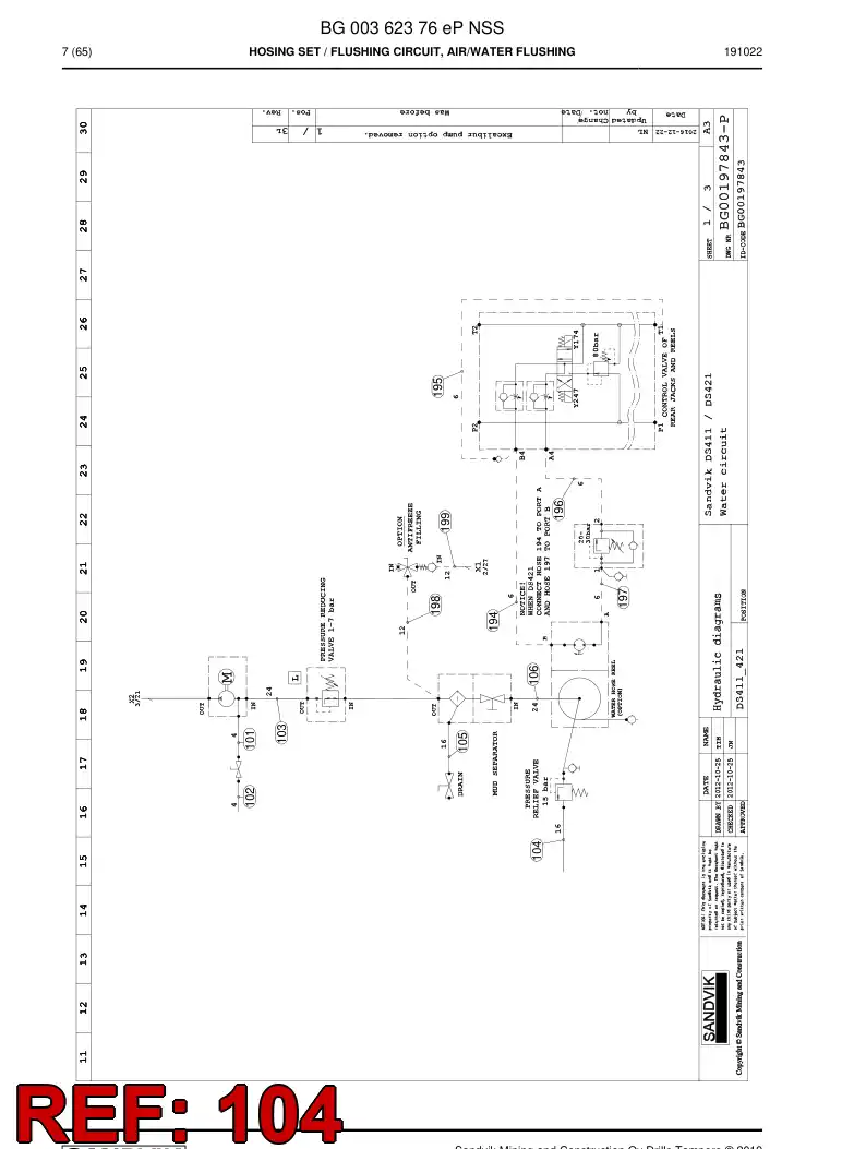 59043789a 590 437 89a Hose Assembly, Hydraulic - Sandvik Technical Drawing