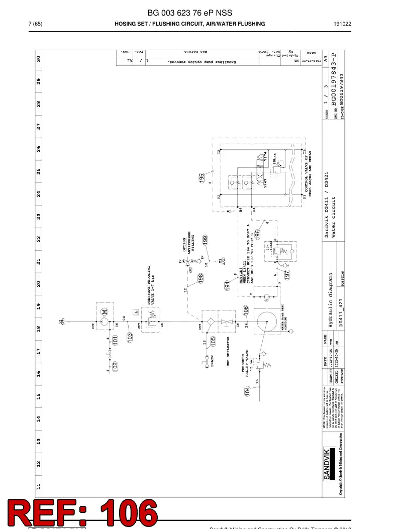59043791b 590 437 91b Hose Assembly, Hydraulic - Sandvik Technical Drawing