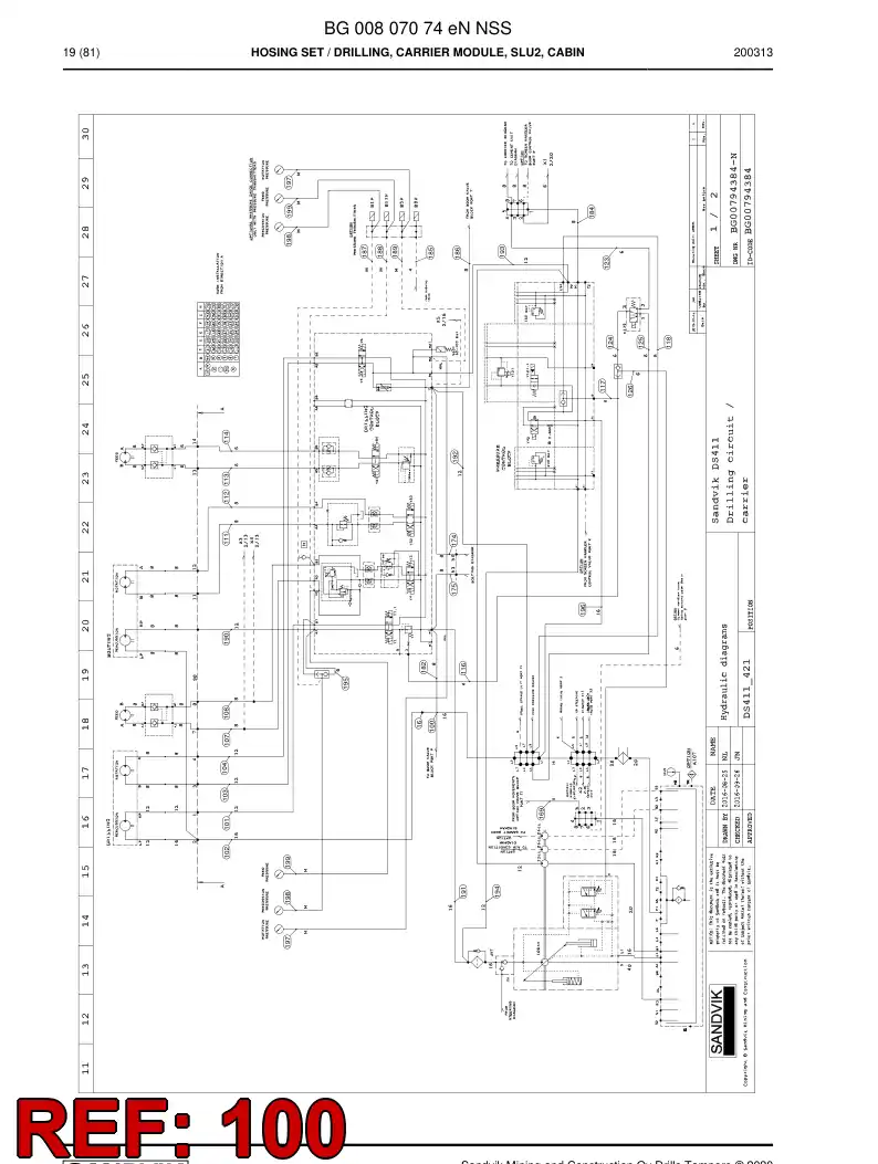 59043847a 590 438 47a Hose Assembly, Hydraulic - Sandvik Technical Drawing