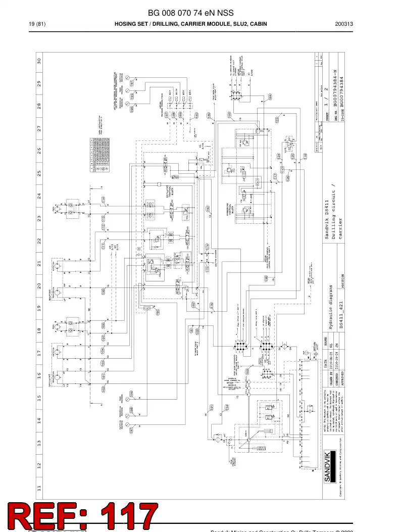 59043849c 590 438 49c Hose Assembly, Hydraulic - Sandvik Technical Drawing