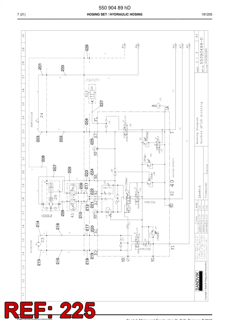 59043969d 590 439 69d Hose Assembly, Hydraulic - Sandvik Technical Drawing