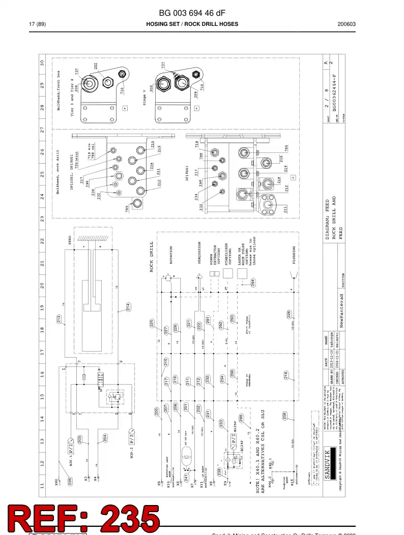 59044165a 590 441 65a Hose Assembly, Hydraulic - Sandvik Technical Drawing