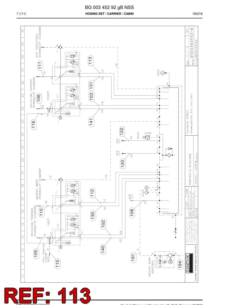 59044211a 590 442 11a Hose Assembly, Hydraulic - Sandvik Technical Drawing