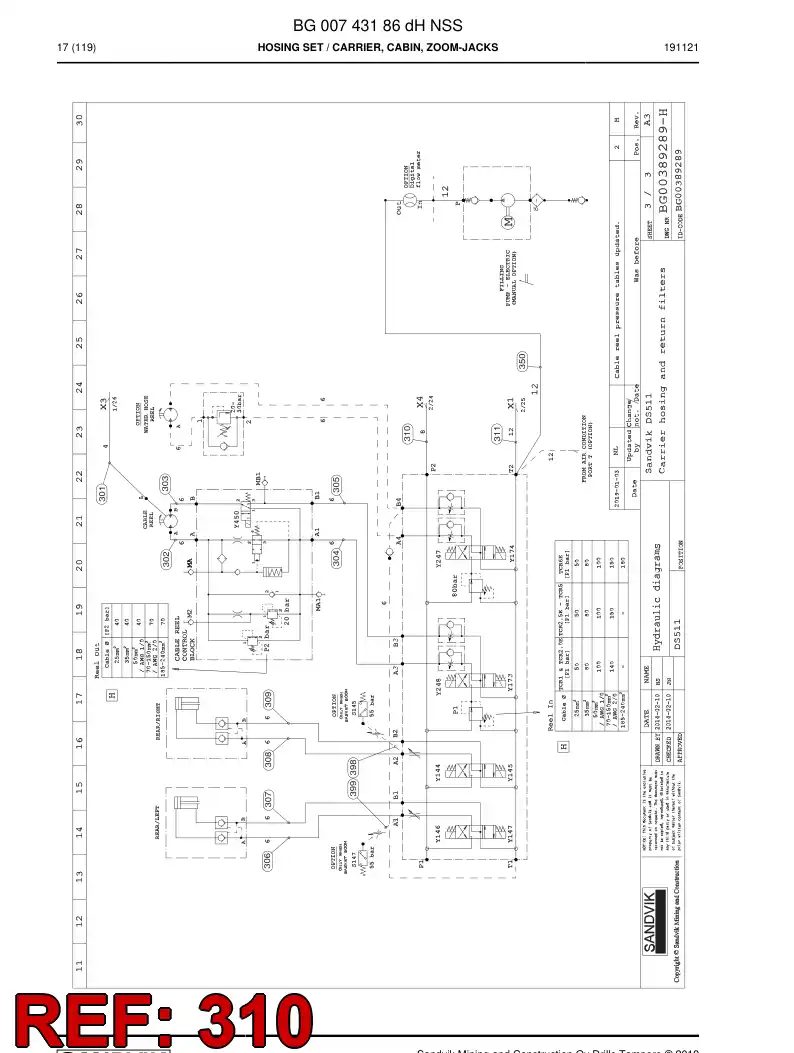59044323d 590 443 23d Hose Assembly, Hydraulic - Sandvik Technical Drawing