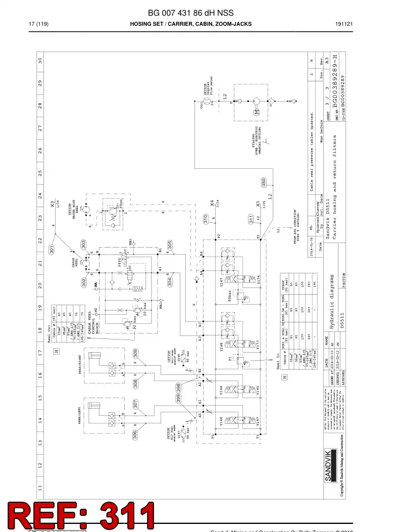 59044449a 590 444 49a Hose Assembly, Hydraulic - Sandvik Technical Drawing