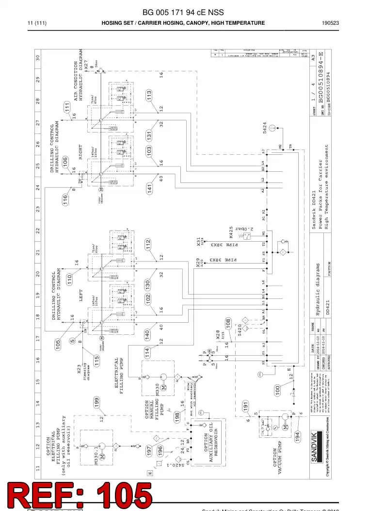 59044459a 590 444 59a Hose Assembly, Hydraulic - Sandvik Technical Drawing