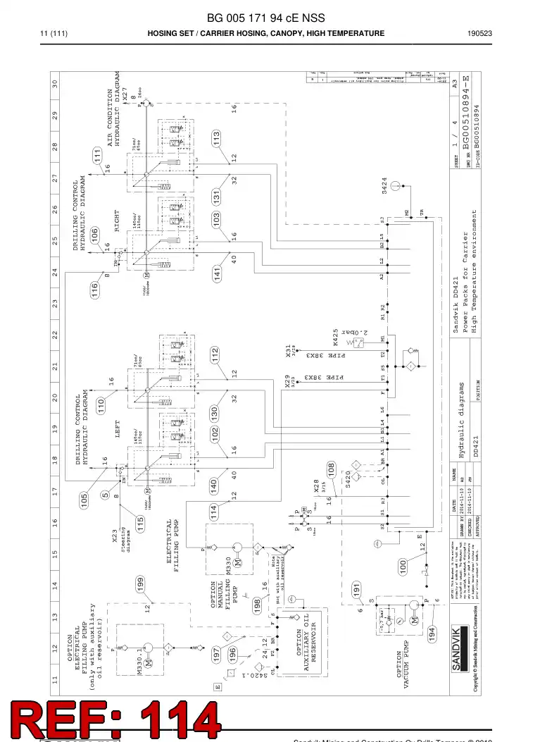 59044465a 590 444 65a Hose Assembly, Hydraulic - Sandvik Technical Drawing