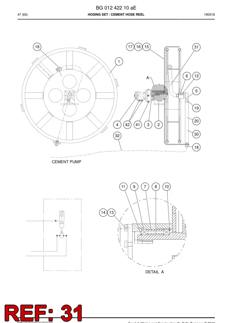 59044575b 590 445 75b Hose Assembly, Hydraulic - Sandvik Technical Drawing