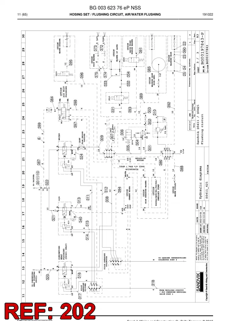 59044607a 590 446 07a Hose Assembly, Hydraulic - Sandvik Technical Drawing