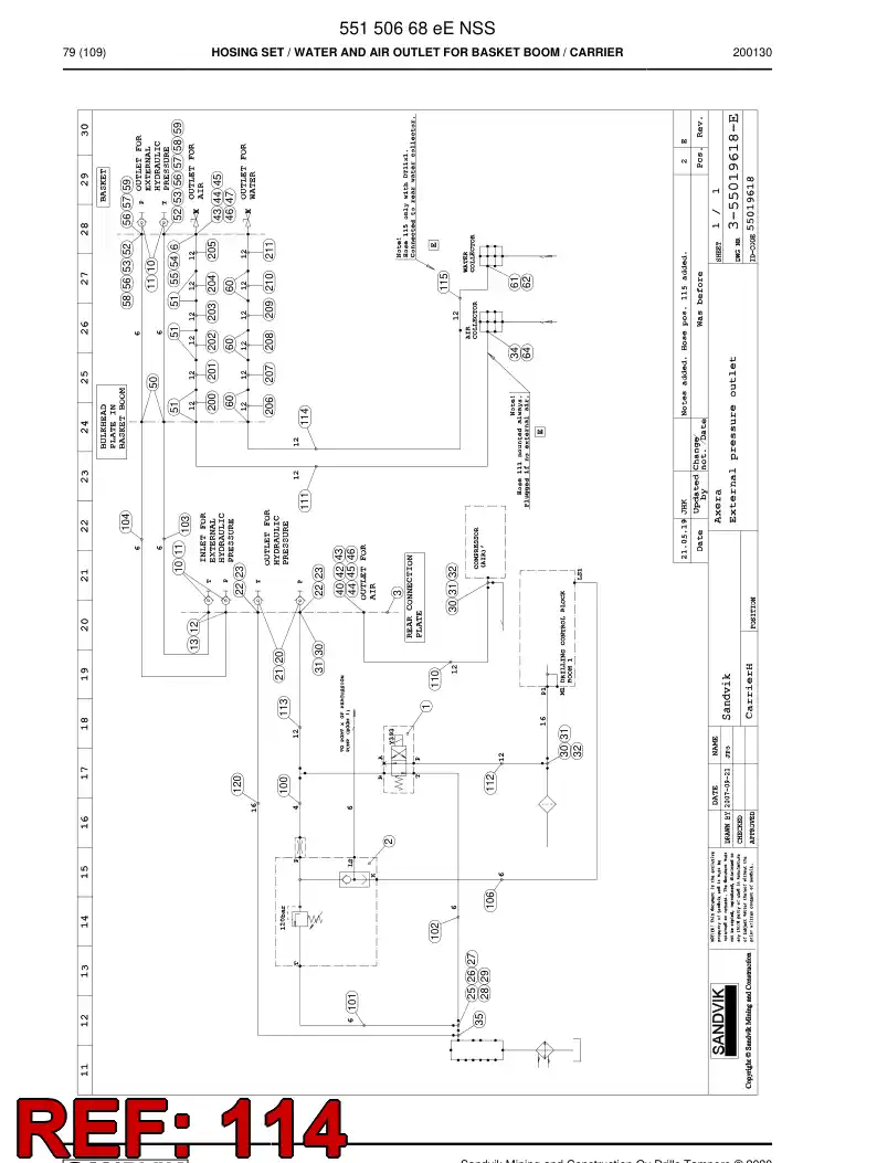 59044747d 590 447 47d Hose Assembly, Hydraulic - Sandvik Technical Drawing