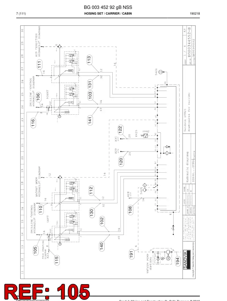 59044761a 590 447 61a Hose Assembly, Hydraulic - Sandvik Technical Drawing