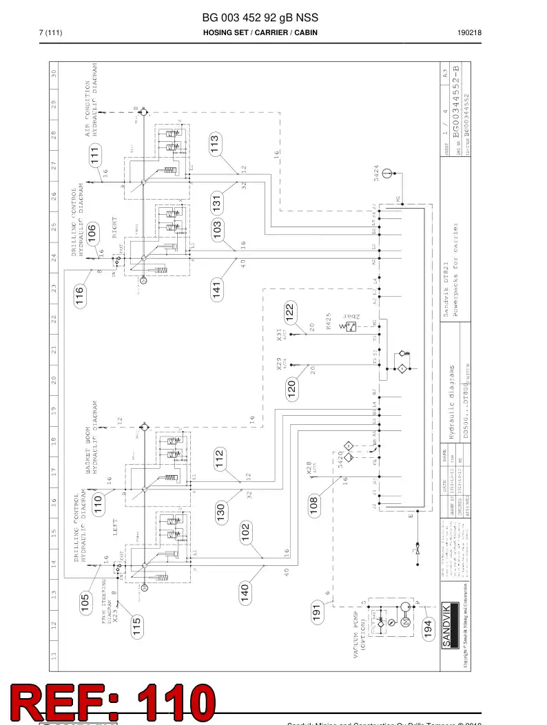 59044763b 590 447 63b Hose Assembly, Hydraulic - Sandvik Technical Drawing