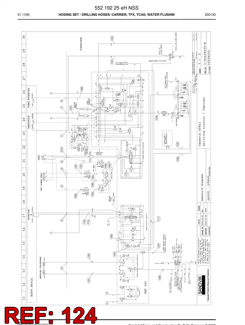 59044791a 590 447 91a Hose Assembly, Hydraulic - Sandvik Technical Drawing
