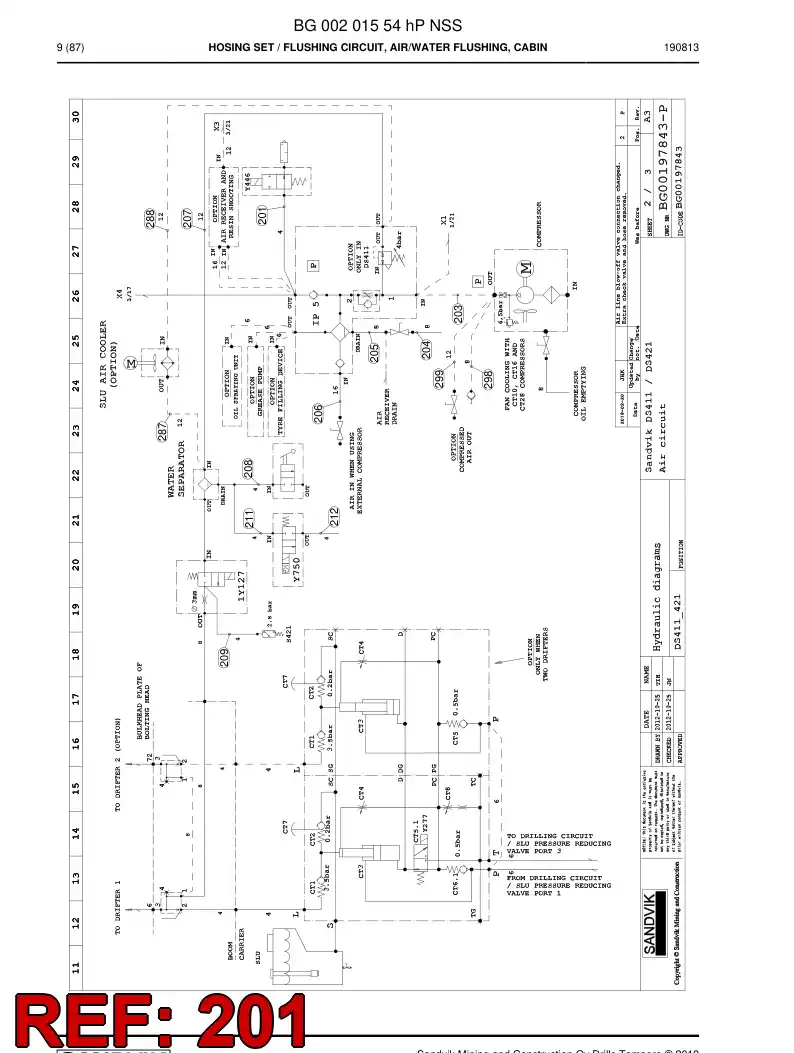 59044797c 590 447 97c Hose Assembly, Hydraulic - Sandvik Technical Drawing