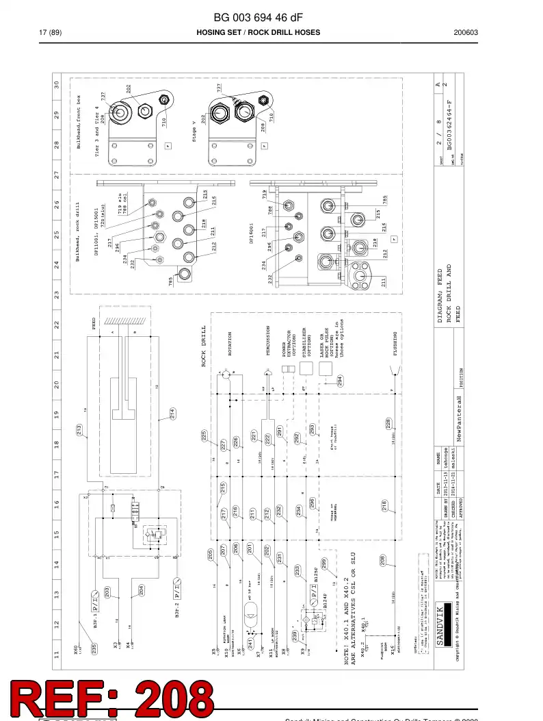 59045011a 590 450 11a Hose Assembly, Hydraulic - Sandvik Technical Drawing