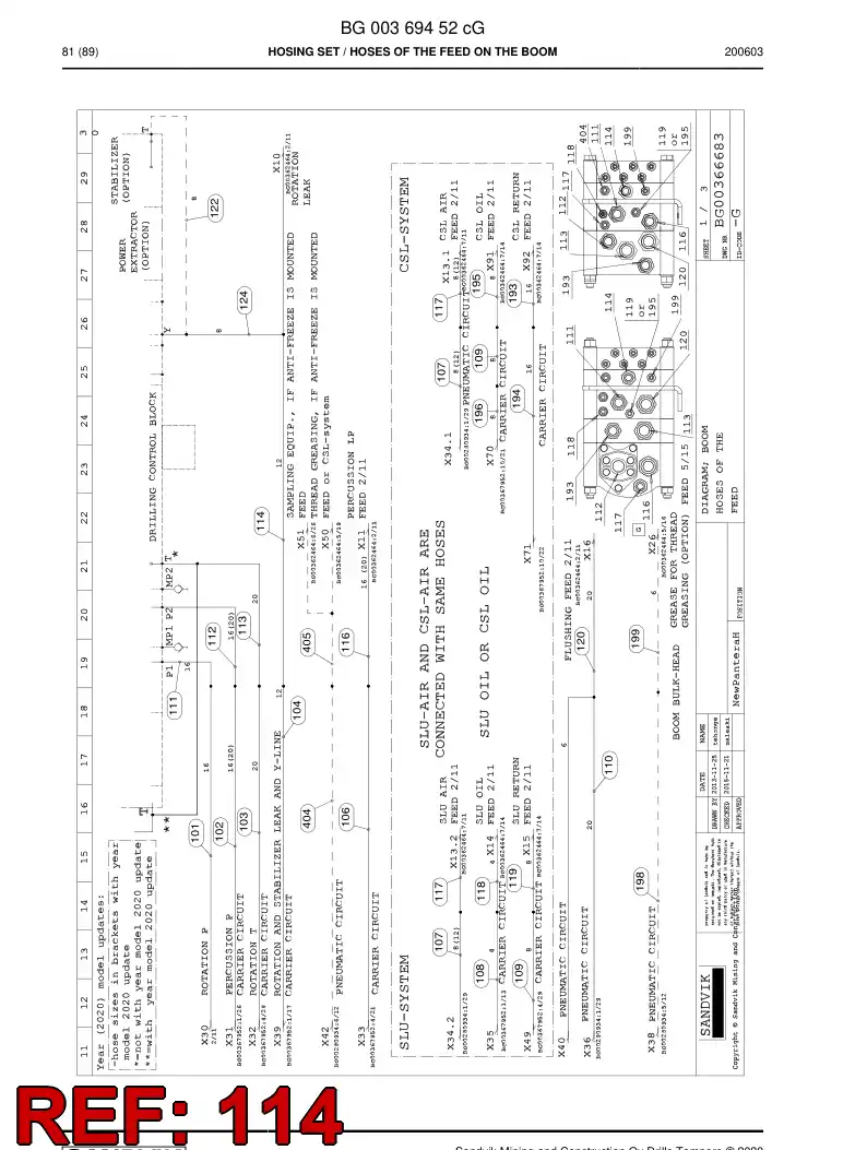 59045021d 590 450 21d Hose Assembly, Hydraulic - Sandvik Technical Drawing