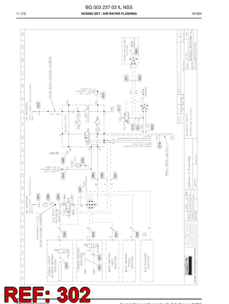 59045225a 590 452 25a Hose Assembly, Hydraulic - Sandvik Technical Drawing