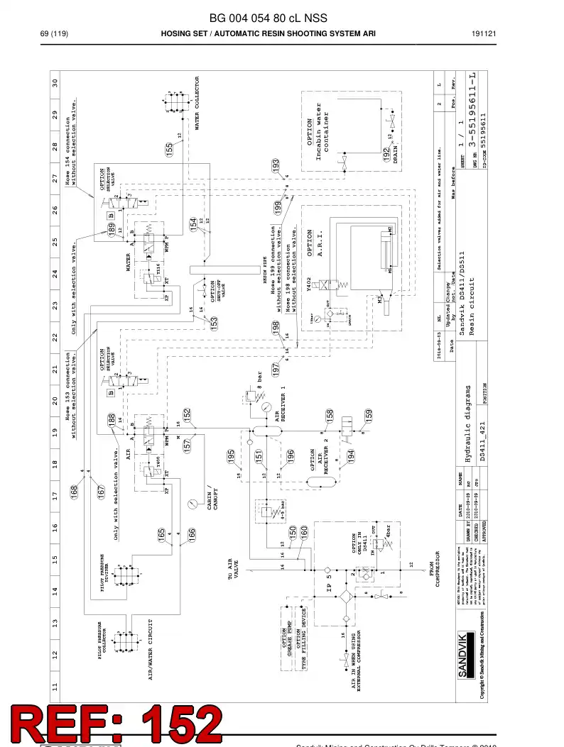 59045321a 590 453 21a Hose Assembly, Hydraulic - Sandvik Technical Drawing