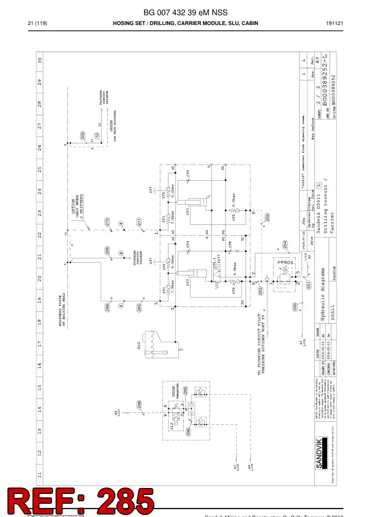 59045343c 590 453 43c Hose Assembly, Hydraulic - Sandvik Technical Drawing