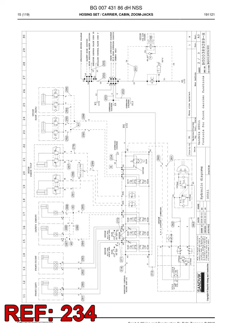 59045643d 590 456 43d Hose Assembly, Hydraulic - Sandvik Technical Drawing