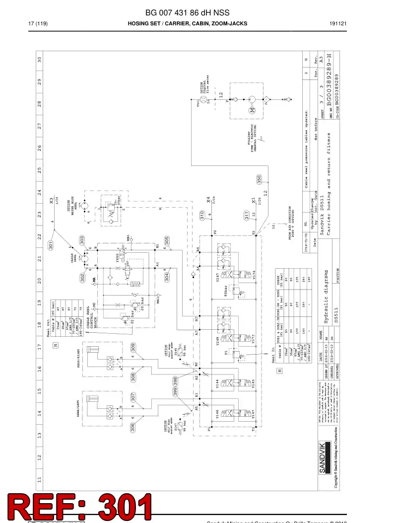 59045645c 590 456 45c Hose Assembly, Hydraulic - Sandvik Technical Drawing