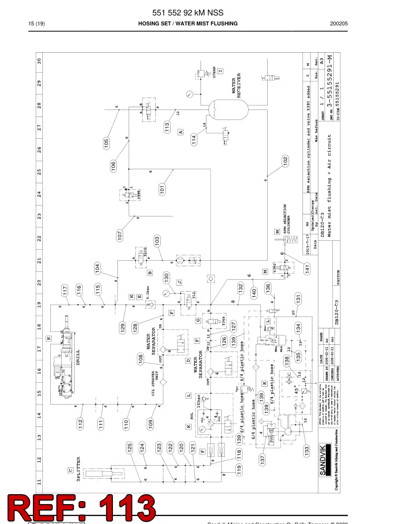 59045787b 590 457 87b Hose Assembly, Hydraulic - Sandvik Technical Drawing
