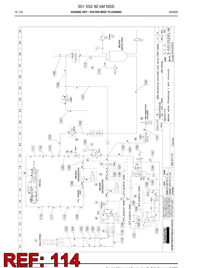 59045789b 590 457 89b Hose Assembly, Hydraulic - Sandvik Technical Drawing