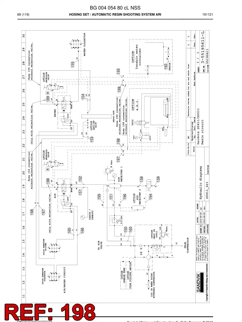 59045819a 590 458 19a Hose Assembly, Hydraulic - Sandvik Technical Drawing