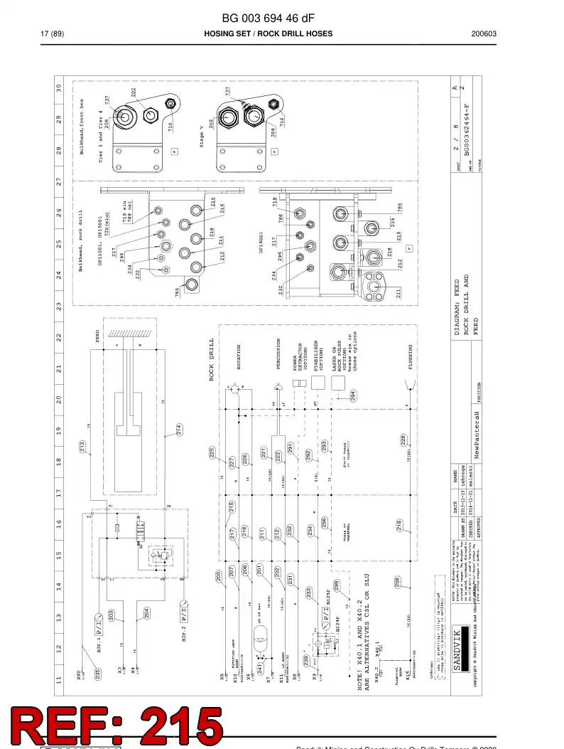 59046043b 590 460 43b Hose Assembly, Hydraulic - Sandvik Technical Drawing