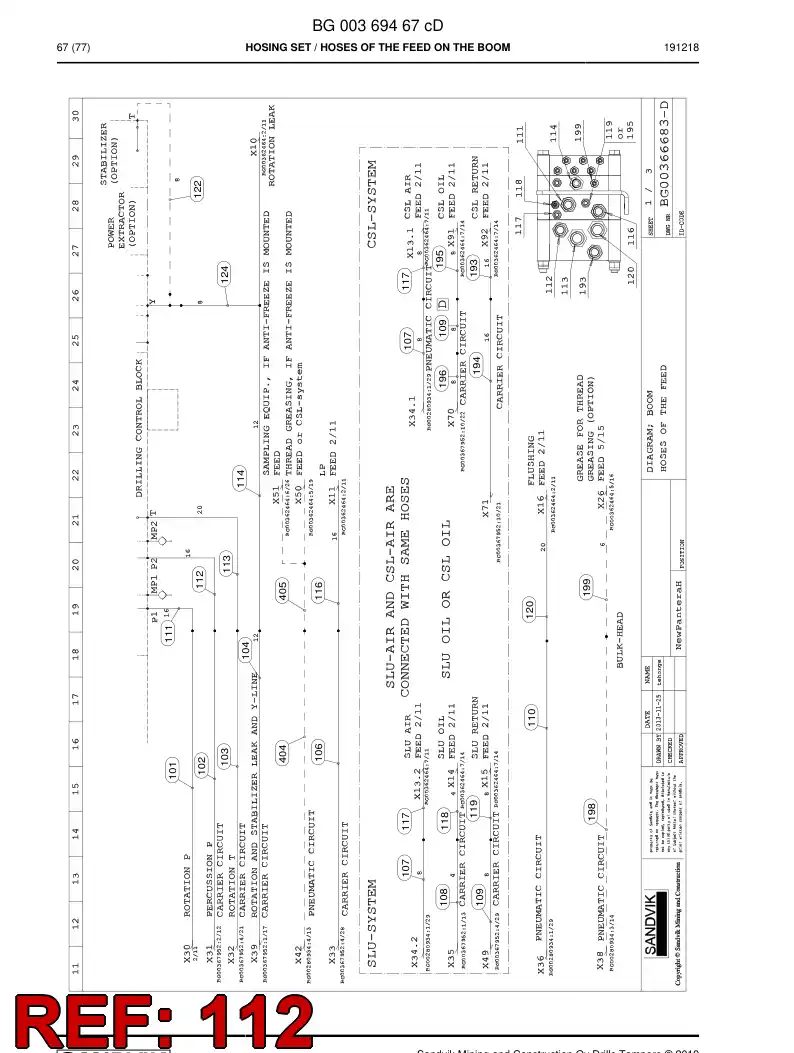 59046049b 590 460 49b Hose Assembly, Hydraulic - Sandvik Technical Drawing