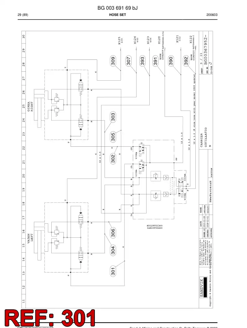 59046079a 590 460 79a Hose Assembly, Hydraulic - Sandvik Technical Drawing