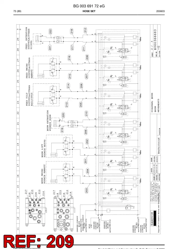 59046083a 590 460 83a Hose Assembly, Hydraulic - Sandvik Technical Drawing