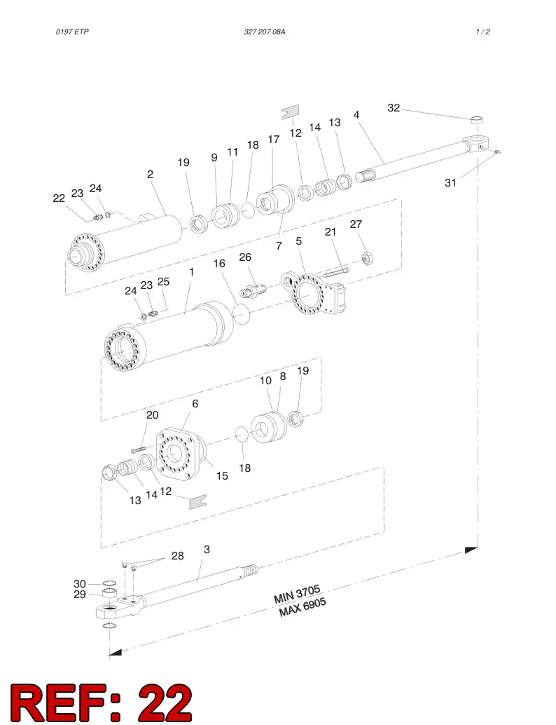 59053069 590 530 69 HOSE ASSY - Sandvik Technical Drawing