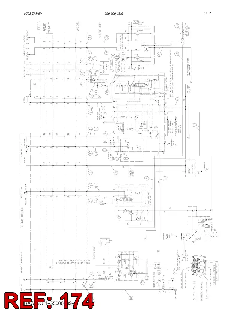 59056529 590 565 29 HYDR.HOSE ASSEMBLY - Sandvik Technical Drawing