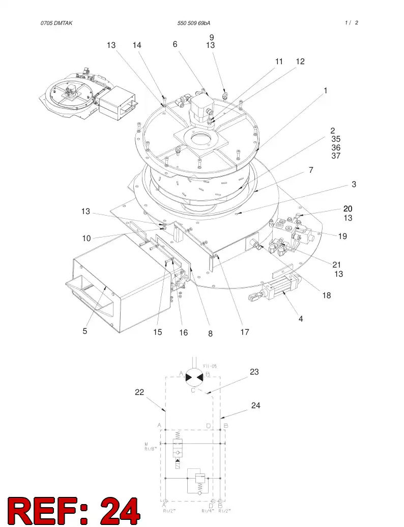 59080839 590 808 39 HYDRAULIC HOSE ASSEMBLY - Sandvik Technical Drawing