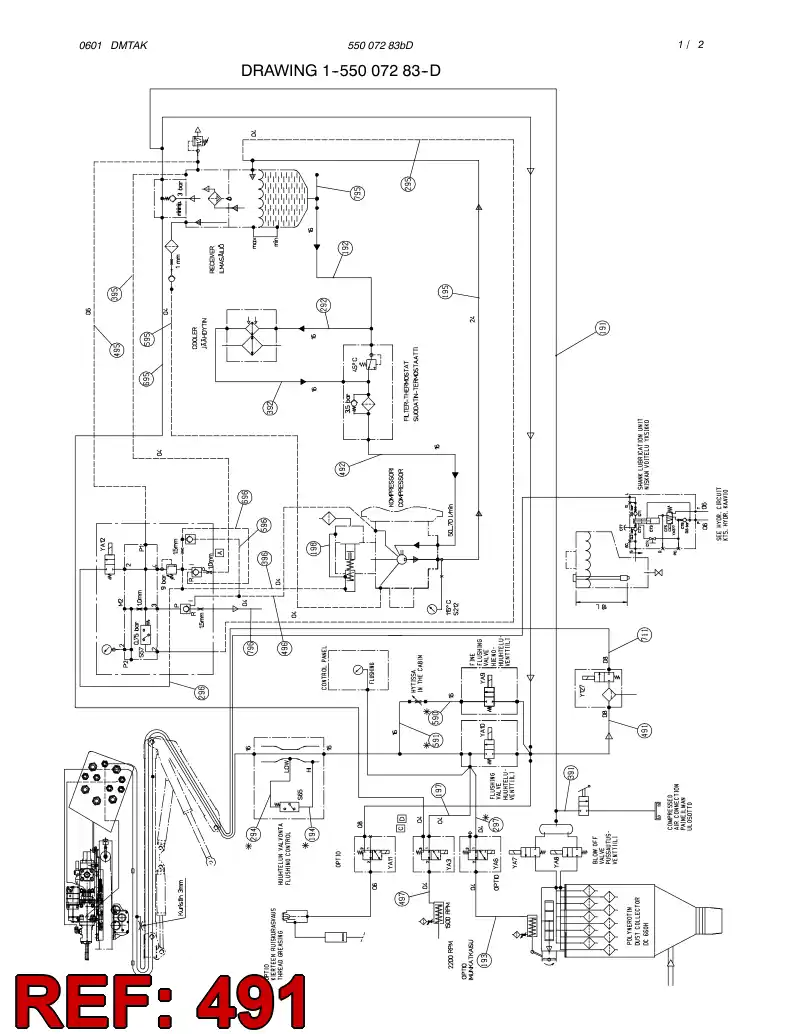 59081289 590 812 89 HYDRAULIC HOSE ASSEMBLY - Sandvik Technical Drawing