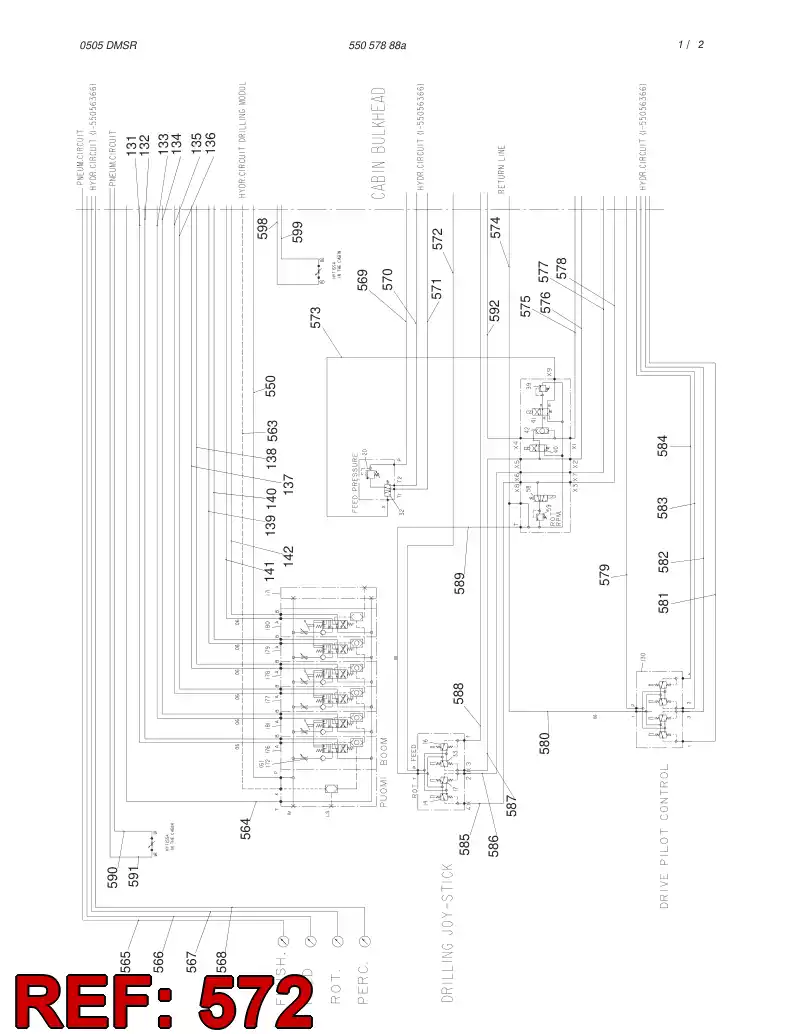 59087239 590 872 39 HYDRAULIC HOSE ASSEMBLY - Sandvik Technical Drawing
