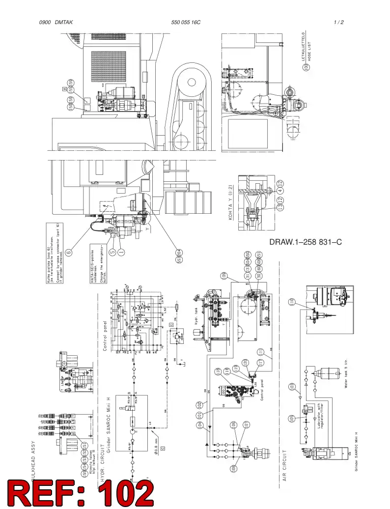 59090329 590 903 29 HYDRAULIC HOSE ASSEMBLY - Sandvik Technical Drawing