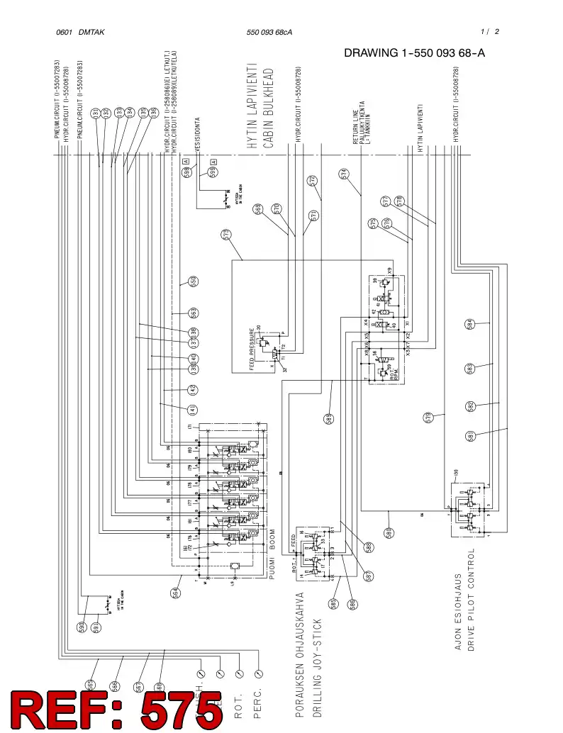 59090609 590 906 09 HYDRAULIC HOSE ASSEMBLY - Sandvik Technical Drawing