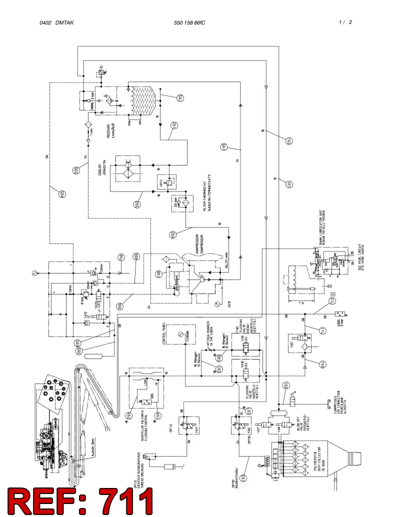 59091619 590 916 19 HYDRAULIC HOSE ASSEMBLY - Sandvik Technical Drawing
