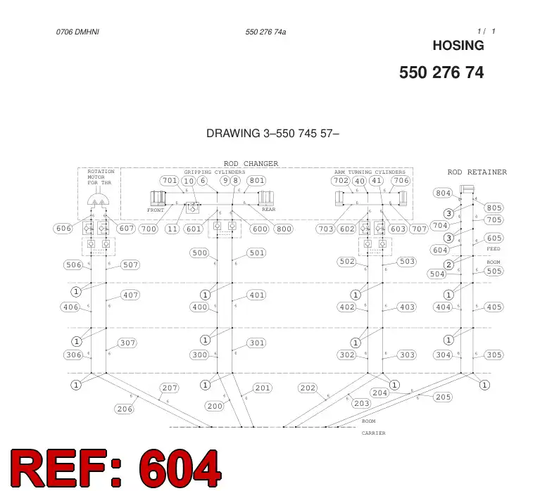 59092759 590 927 59 HYDRAULIC HOSE ASSEMBLY - Sandvik Technical Drawing